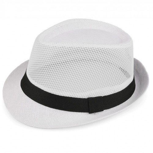 Letní klobouk / slamák unisex bílá